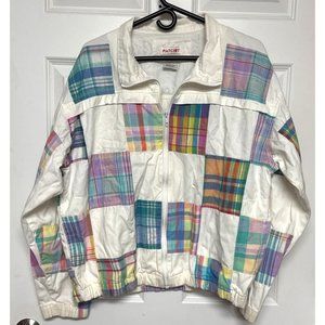 Pachit jacket men's large madras plaid patchwork golf vintage preppy Quilter